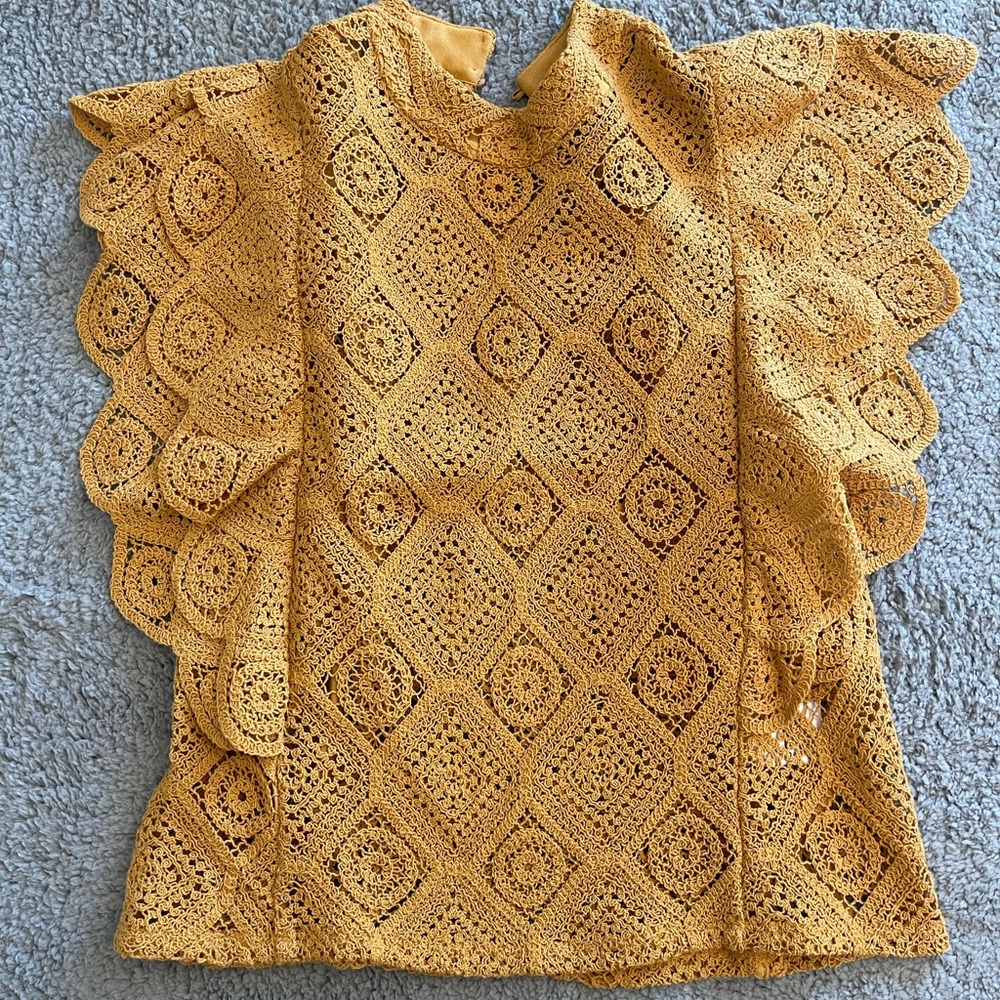Luxe Mustard Crochet Women's Top